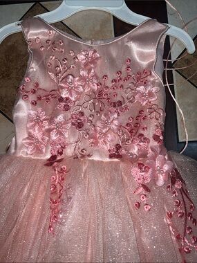 Macy's Blush Pink Embroidered Floral Tulle Party Dress